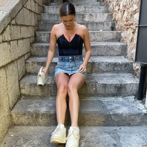 Zara SPLIT DENIM bustier CORSET in rinse - Picture 4 of 12